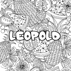 Coloring page first name LÉOPOLD - Fruits mandala background