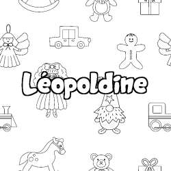 Coloring page first name Léopoldine - Toys background