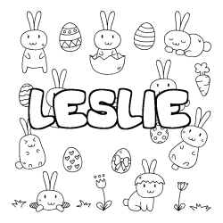 Coloring page first name LESLIE - Easter background