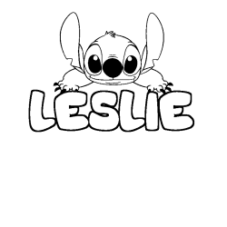 Coloring page first name LESLIE - Stitch background