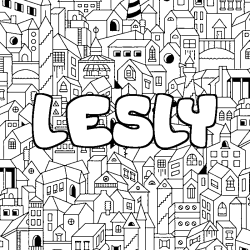 Coloring page first name LESLY - City background