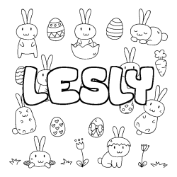 Coloring page first name LESLY - Easter background