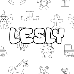 Coloring page first name LESLY - Toys background
