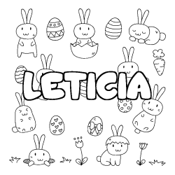 Coloring page first name LETICIA - Easter background