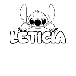 Coloring page first name LETICIA - Stitch background