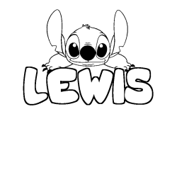 Coloring page first name LEWIS - Stitch background