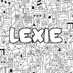 Coloring page first name LEXIE - City background
