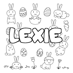 Coloring page first name LEXIE - Easter background