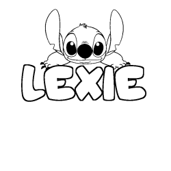 Coloring page first name LEXIE - Stitch background