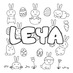 Coloring page first name LEYA - Easter background