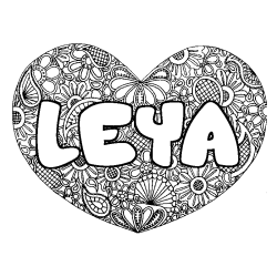 Coloring page first name LEYA - Heart mandala background