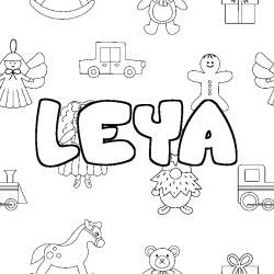 Coloring page first name LEYA - Toys background