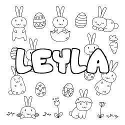 Coloring page first name LEYLA - Easter background