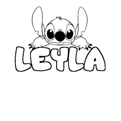 Coloring page first name LEYLA - Stitch background