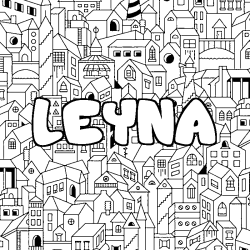 Coloring page first name LEYNA - City background