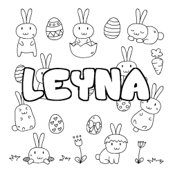 Coloring page first name LEYNA - Easter background