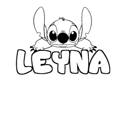 Coloring page first name LEYNA - Stitch background