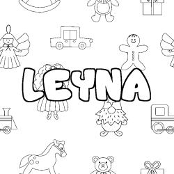 Coloring page first name LEYNA - Toys background
