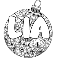 Coloring page first name LIA - Christmas tree bulb background