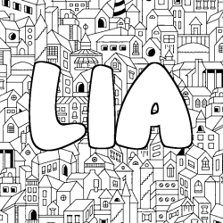 Coloring page first name LIA - City background