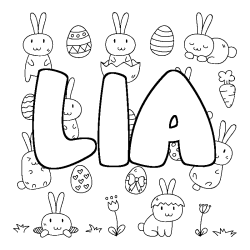 Coloring page first name LIA - Easter background