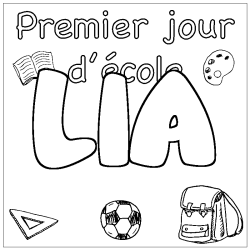 Coloring page first name LIA - School First day background