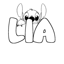 Coloring page first name LIA - Stitch background