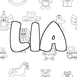 Coloring page first name LIA - Toys background