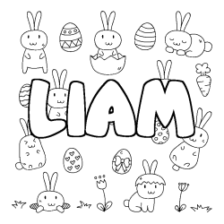 Coloring page first name LIAM - Easter background
