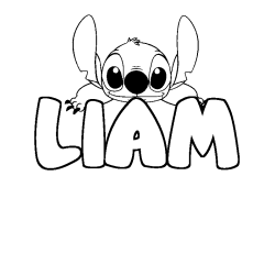 Coloring page first name LIAM - Stitch background