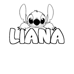 Coloring page first name LIANA - Stitch background