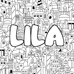 Coloring page first name LILA - City background