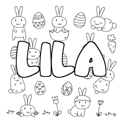 Coloring page first name LILA - Easter background