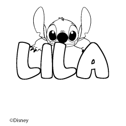 Coloring page first name LILA - Stitch background