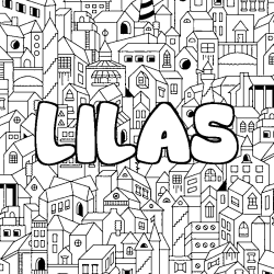 Coloring page first name LILAS - City background