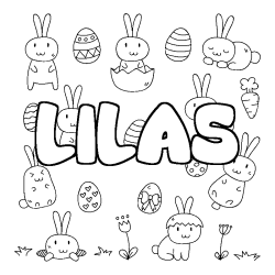 Coloring page first name LILAS - Easter background