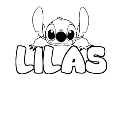Coloring page first name LILAS - Stitch background