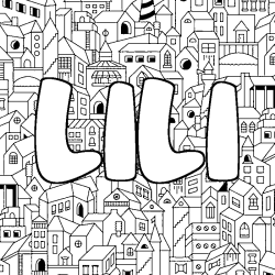 Coloring page first name LILI - City background