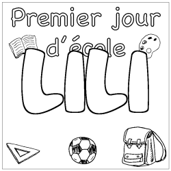 Coloring page first name LILI - School First day background