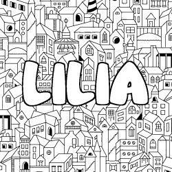 Coloring page first name LILIA - City background