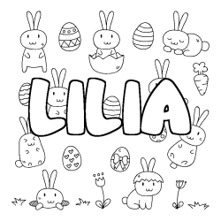 Coloring page first name LILIA - Easter background
