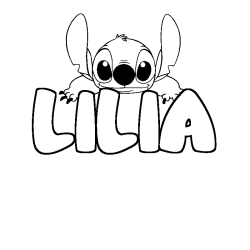 Coloring page first name LILIA - Stitch background