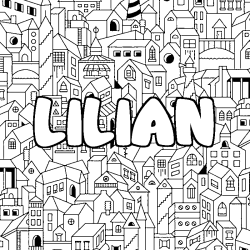 Coloring page first name LILIAN - City background