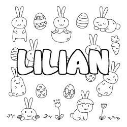 Coloring page first name LILIAN - Easter background