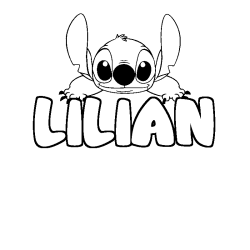 Coloring page first name LILIAN - Stitch background