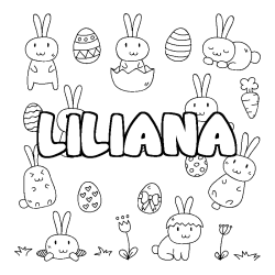 Coloring page first name LILIANA - Easter background
