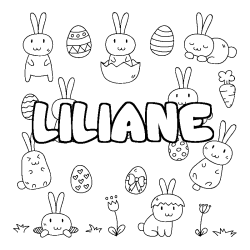 Coloring page first name LILIANE - Easter background