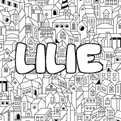 Coloring page first name LILIE - City background