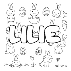 Coloring page first name LILIE - Easter background
