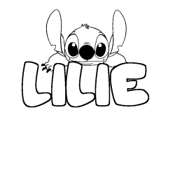 Coloring page first name LILIE - Stitch background